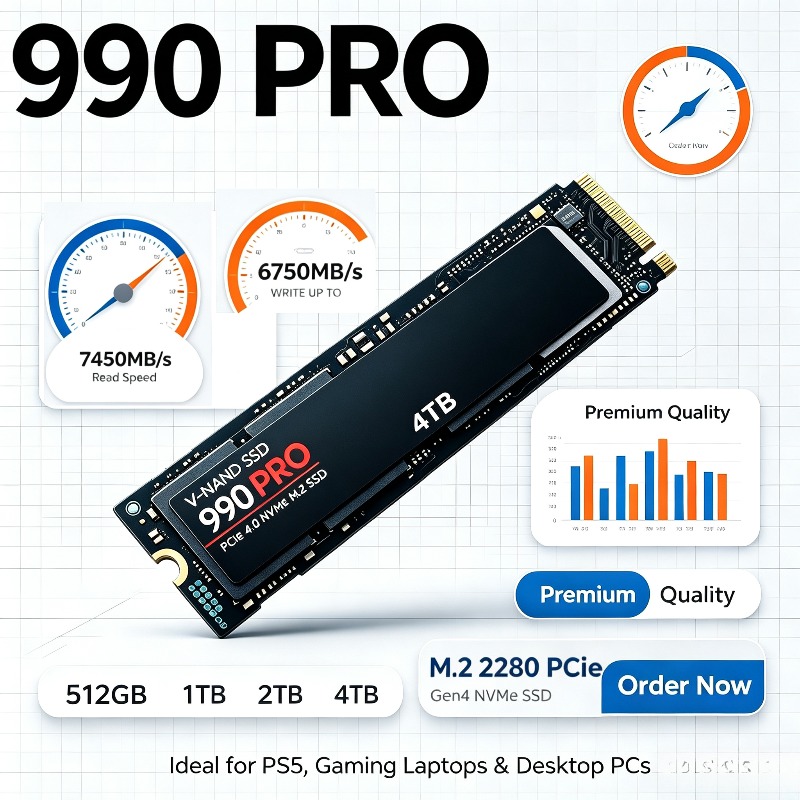 SSD 990 PRO Authentique – 512  - Pcie 4.0 4Tb 2280 Ssd 7450Mbps avis et prix